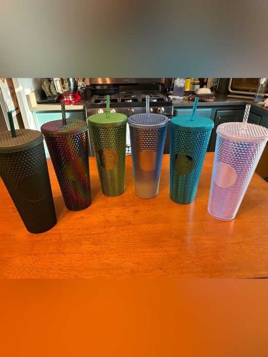 Starbucks Other - 6 Starbucks Studded Cold Cup Lot - Iridescent, Green, Blue, Teal, Purple
